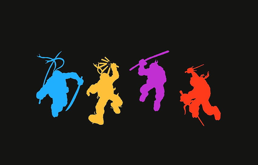 silhouettes, Rafael, TMNT, Raphael, Leonardo, Donatello, Cool Ninja Turtle Donatello HD wallpaper