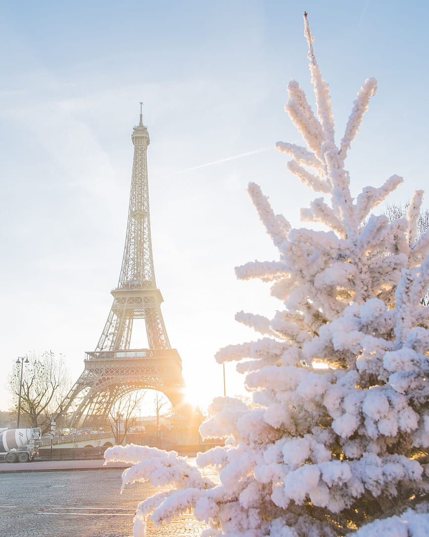 Weihnachtsbaum am Eiffelturm. Frankreich, Eiffelturm, Pariser Grafik, Weihnachten in Paris HD-Handy-Hintergrundbild