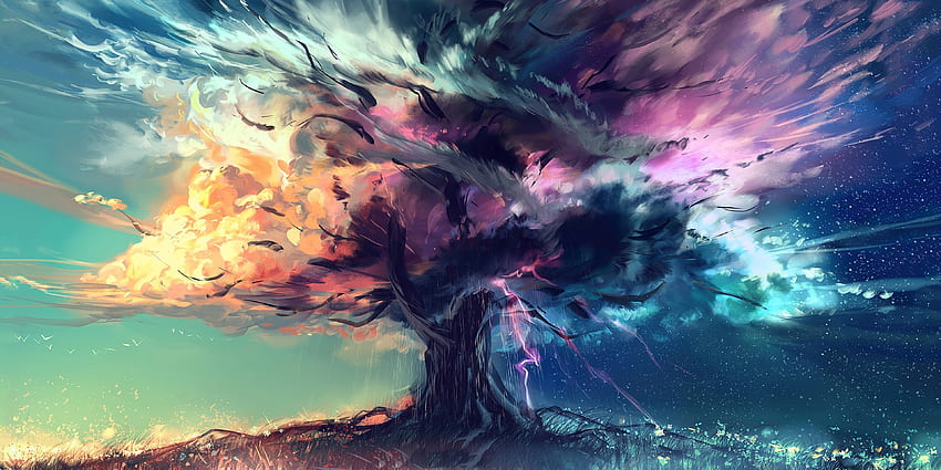 Tree of life, fantasy, artwork HD wallpaper