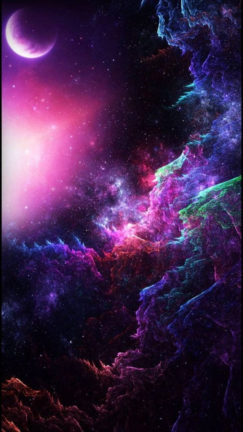 Неонова галактика, неоново лилаво пространство HD тапет за телефон