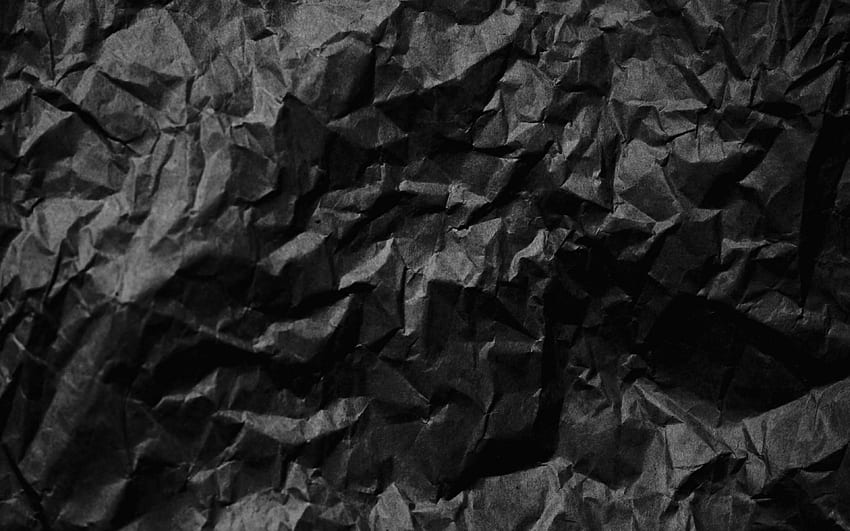papel amassado preto, macro, fundos de papel, texturas de papel amassado, fundos pretos, fundo de papel velho papel de parede HD