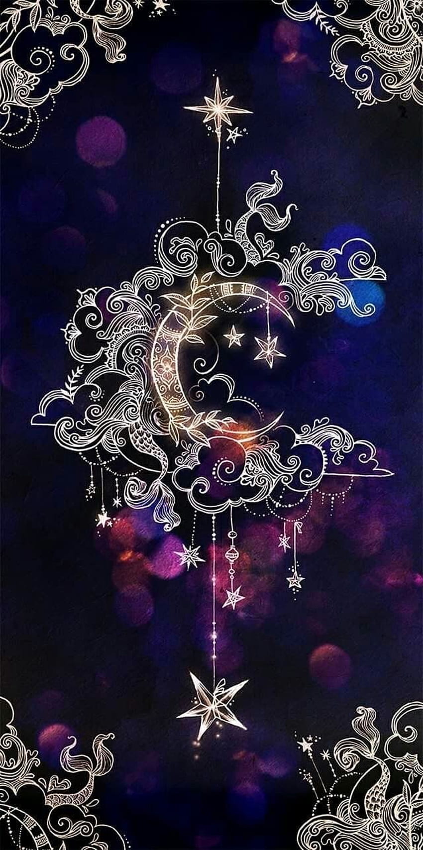 Étoiles de lune noires et violettes. Papel de parede de arte, Papel de parede de celular, Fundos bonitos Fond d'écran de téléphone HD