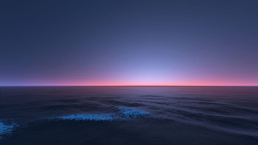 Mar en calma, paisaje marino, crepúsculo, naturaleza. fondo de pantalla