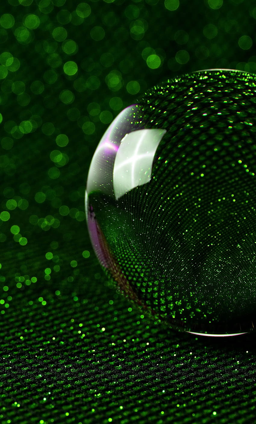 sphere, 3D, glass ball, green glitter, iphone 6 plus, , background, 21120, 3D Sparkle HD phone wallpaper