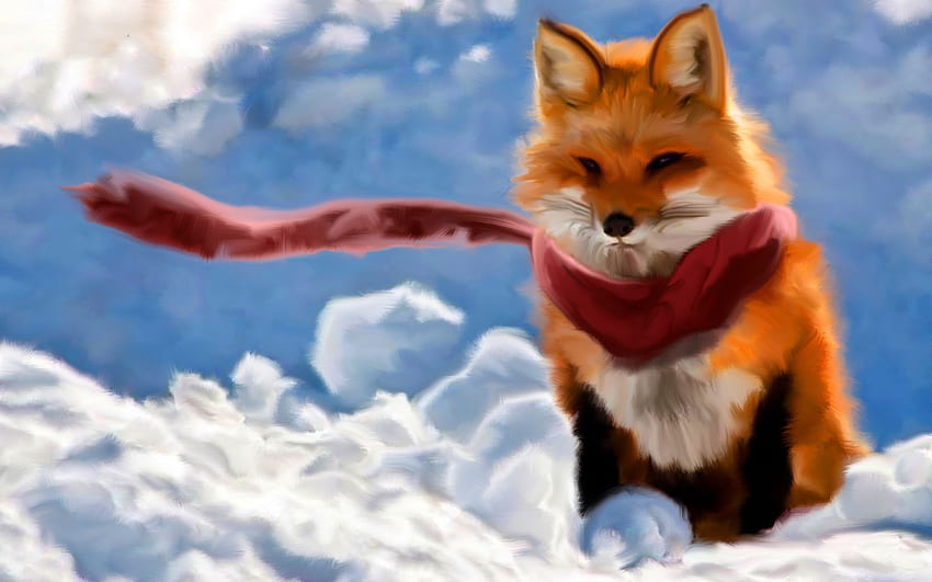 Christmas Fox . Christmas. Fox painting, Red fox HD wallpaper