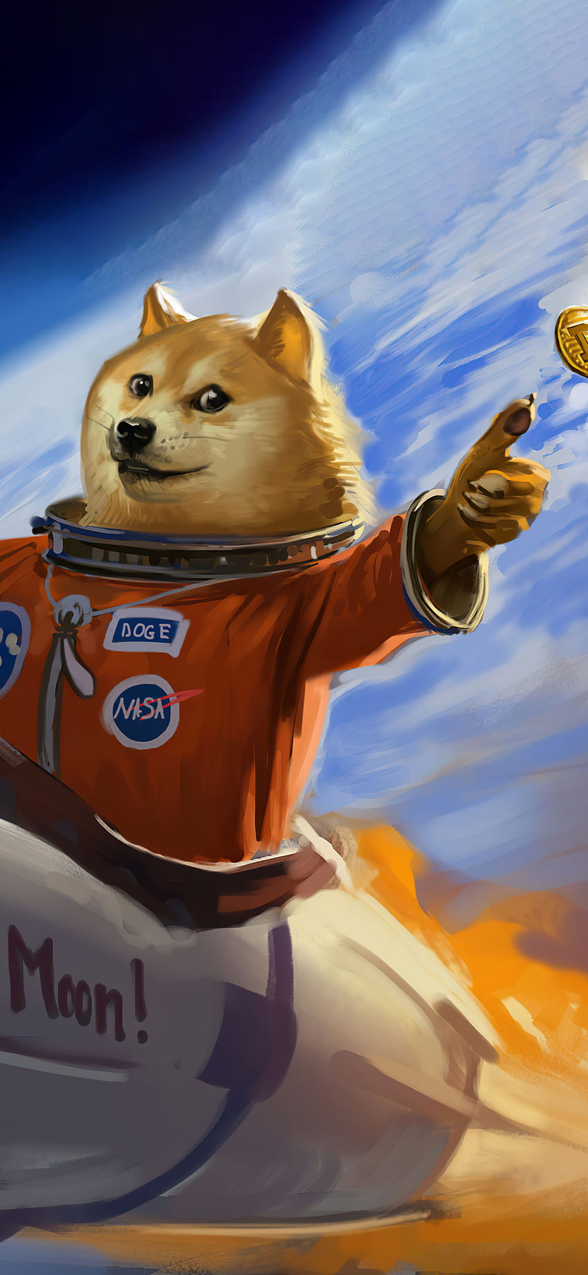 Dogecoin, Münze, Krypto, Mond, Doge HD-Handy-Hintergrundbild