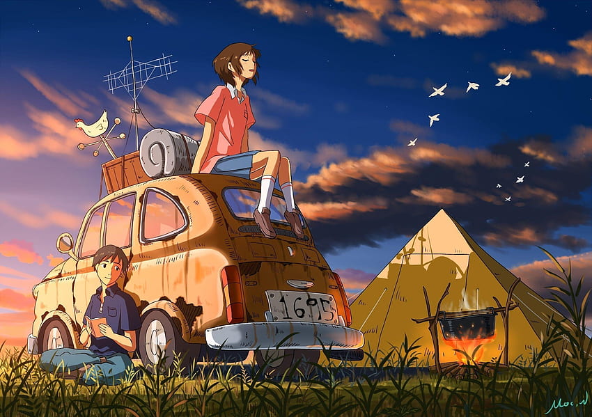 Camping, Cartoon Camping HD wallpaper