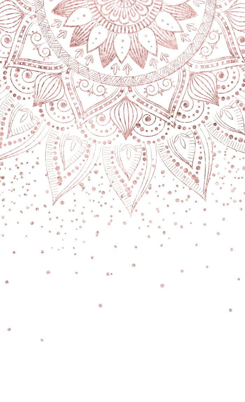 Cortinas de janela de design de confete de mandala de ouro rosa elegante, mandala abstrata simples Papel de parede de celular HD
