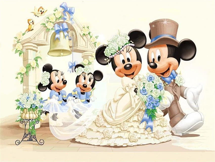Pernikahan Mickey Mouse, kartun, animasi, kartun, pernikahan, walt disney, disney Wallpaper HD