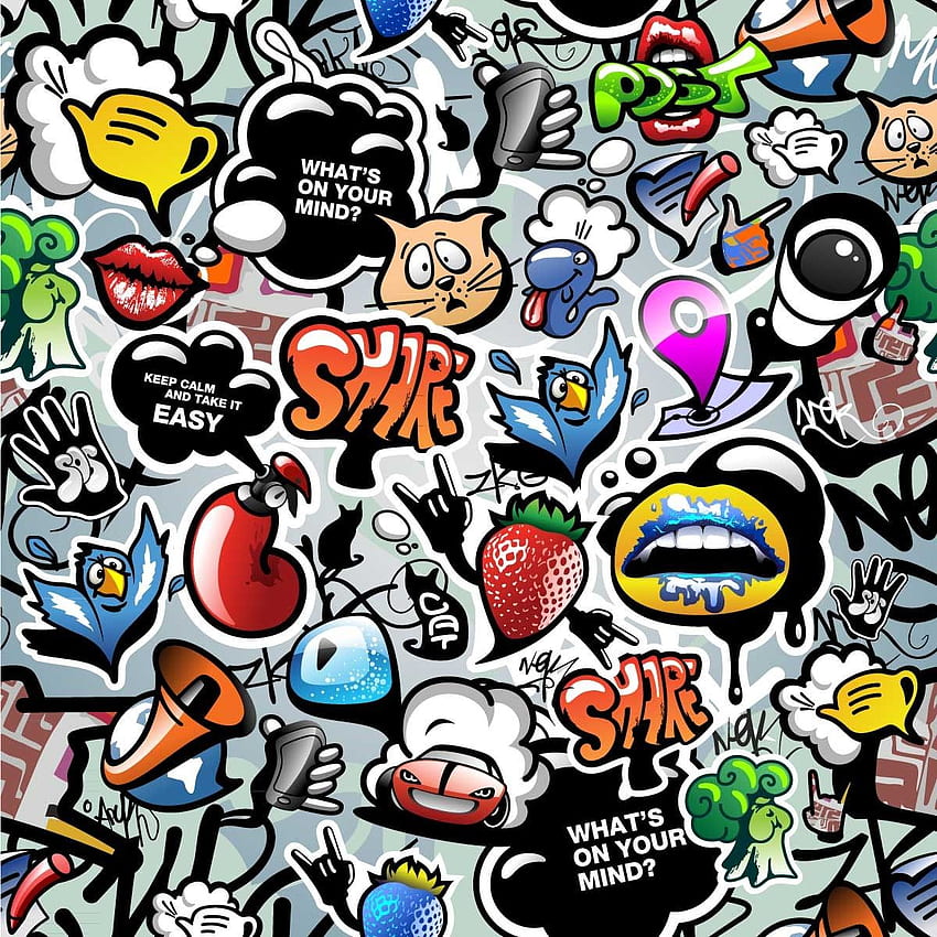 Social Media Graffiti Wall Art da Next Wall Stickers. arte casuale Sfondo del telefono HD