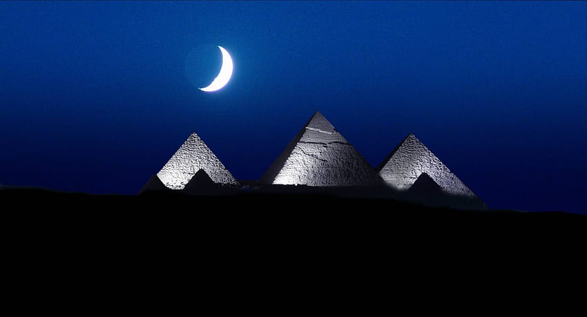 夜のエジプト、夜のピラミッド 高画質の壁紙