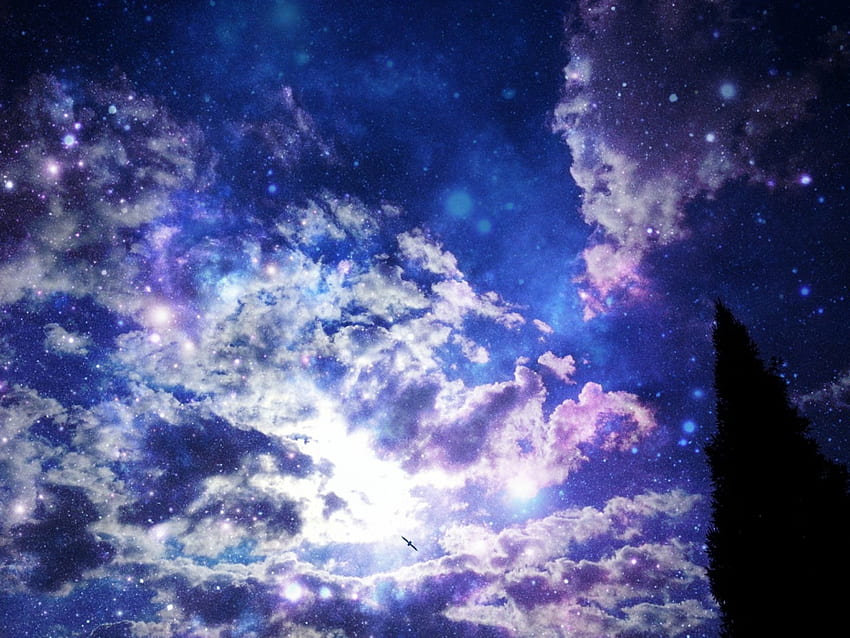niekończące się noce, noc, błękit, niebo, gwiazdy Tapeta HD
