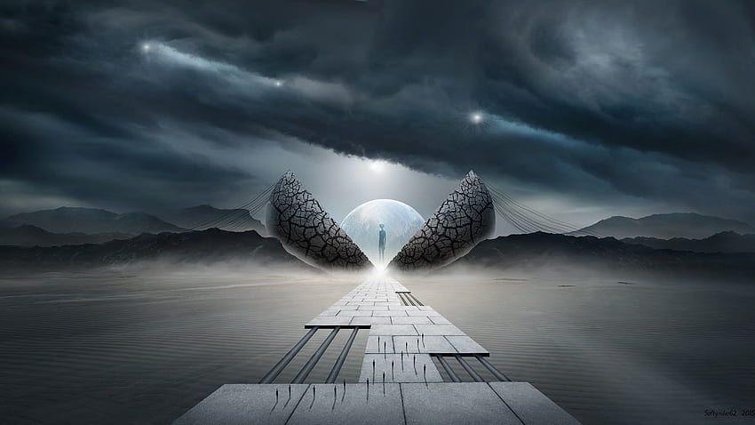Paar graue Adidas Yeezy Boost 350 V2, Artwork, Fantasy-Kunst HD-Hintergrundbild