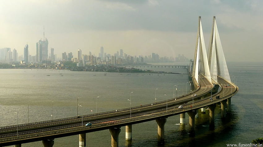 . Enlace marítimo de Bandra worli, horizonte de Mumbai fondo de pantalla