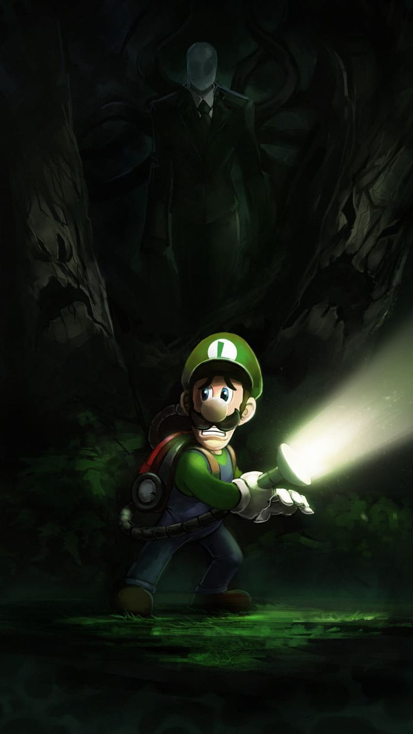 Temido, Mario, oscuro, arte, . Cosas de, La mansión de Luigi fondo de pantalla del teléfono