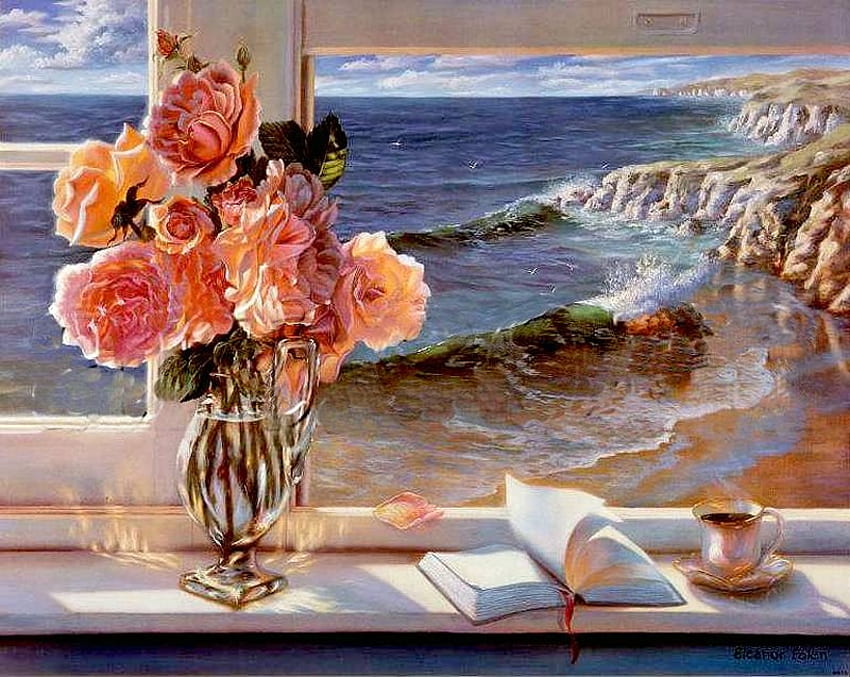 Still life, art, painting, flower HD wallpaper