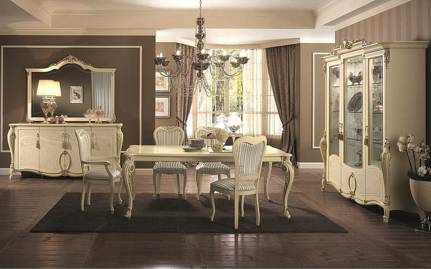 ruang tamu, desain interior klasik, interior bergaya, furnitur klasik, desain interior modern Wallpaper HD