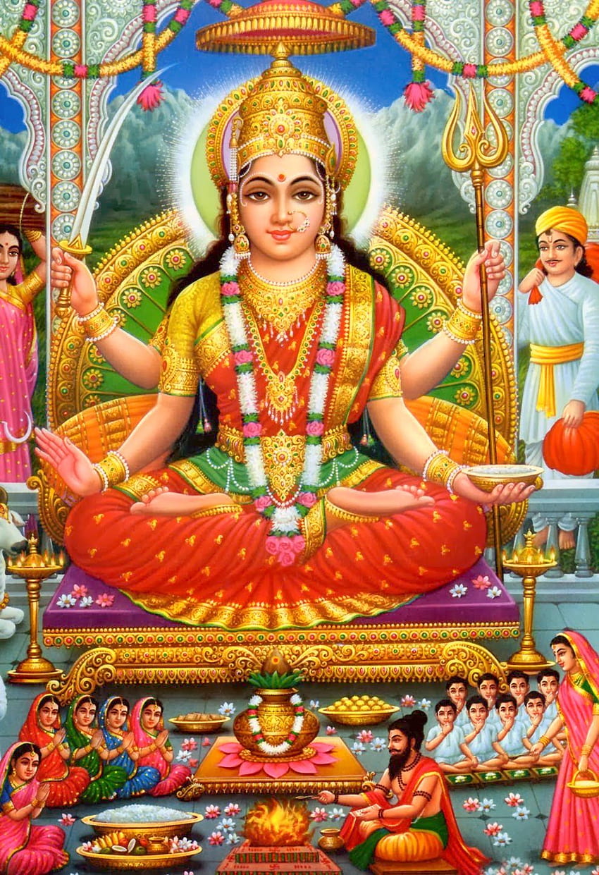 Santoshi Mata (a través de Dios). Diosa lakshmi, deidades hindúes, Diosa, Santoshi Maa fondo de pantalla del teléfono