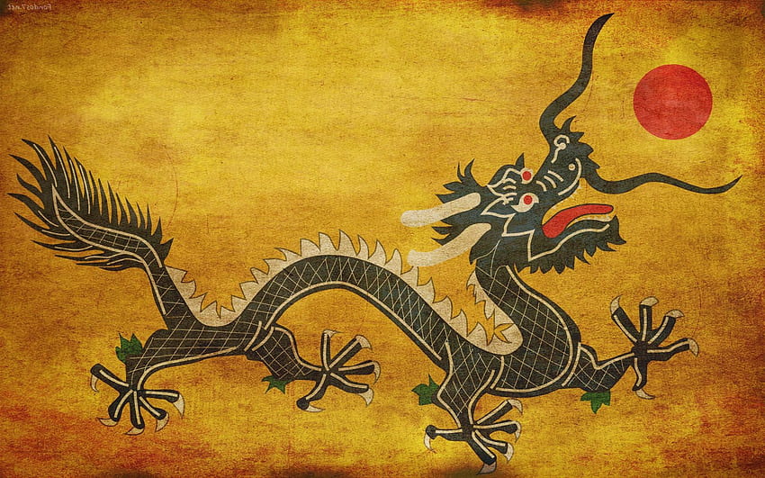 Dekorasyon Fikirleri: Nefis Altın ve Siyah Asya Ejderhası, Çin Ejderhası HD duvar kağıdı