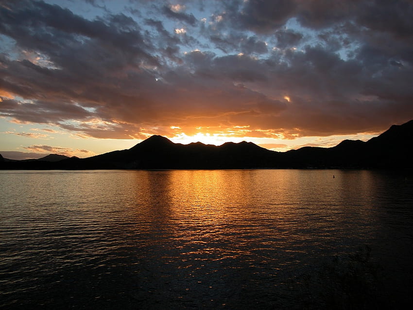 Arizona sunset, arizona, water, lake, sunset, mountain HD wallpaper