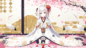 Kimono, anime girl, Japanese, traditional dress HD wallpaper