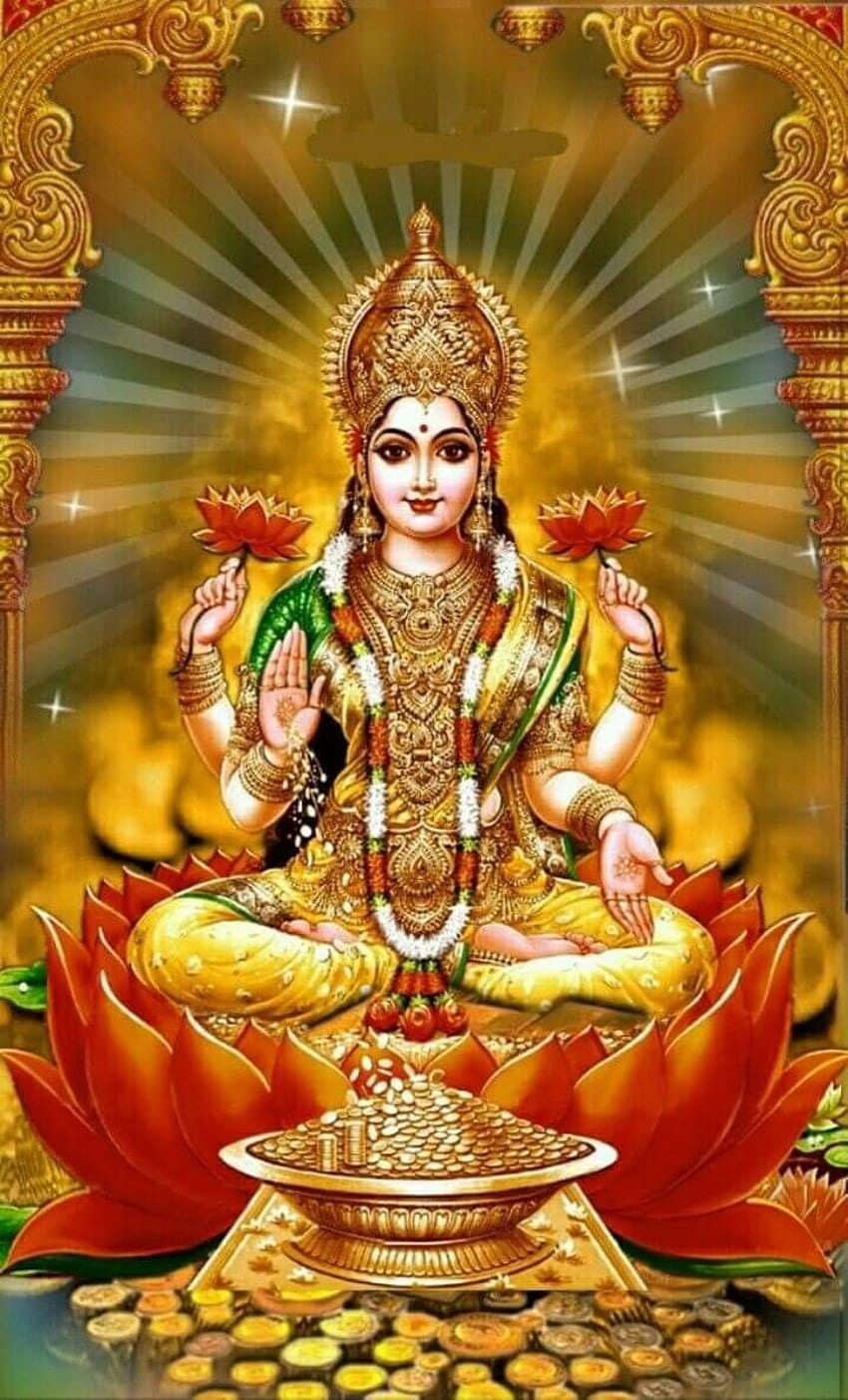 Que la déesse lakshmi vous bénisse avec Santé Paix Prospérité Et pour votre bien-être aussi, prenez ❤ ranji. Déesse Kali, Lakshmi, déesse Durga, Seigneur Lakshmi Fond d'écran de téléphone HD