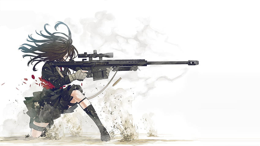Anime Pistole Armi Manga Anime Ragazze bianco Fucili di precisione iPhone o Android Completo . Sfondo HD