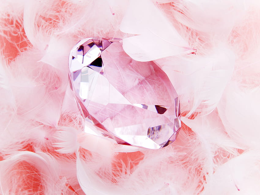 cama de diamante, cristal, diamante, rosa, penas papel de parede HD