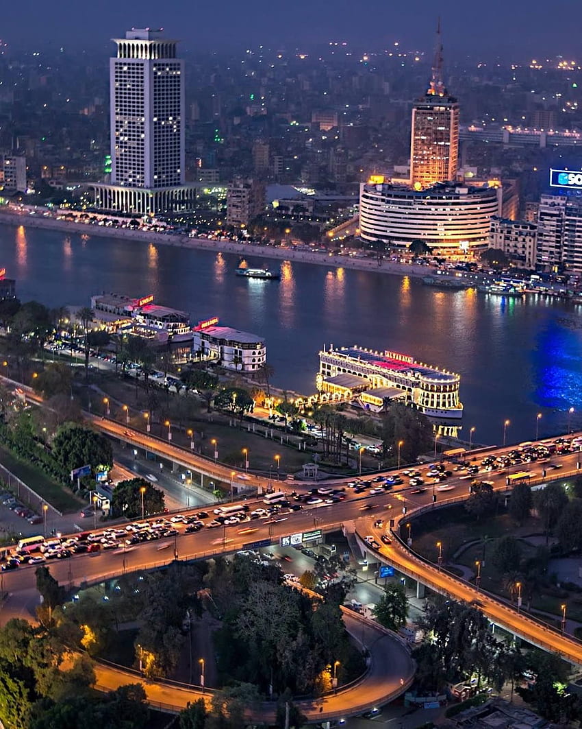 Guía de la ciudad El Cairo Africa com Viajes, El Cairo Noche fondo de pantalla del teléfono