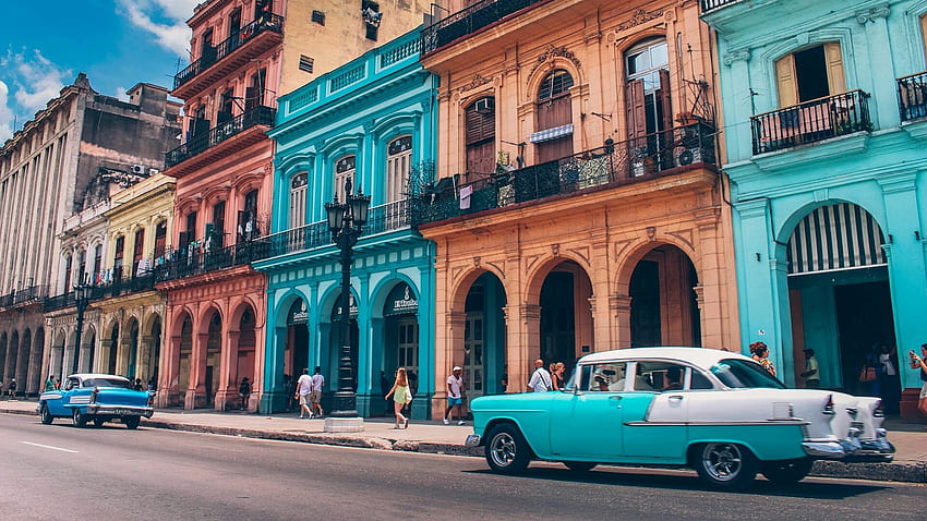 빈티지 자동차와 다채로운 하바나. 스튜디오 10, 쿠바 HD 월페이퍼