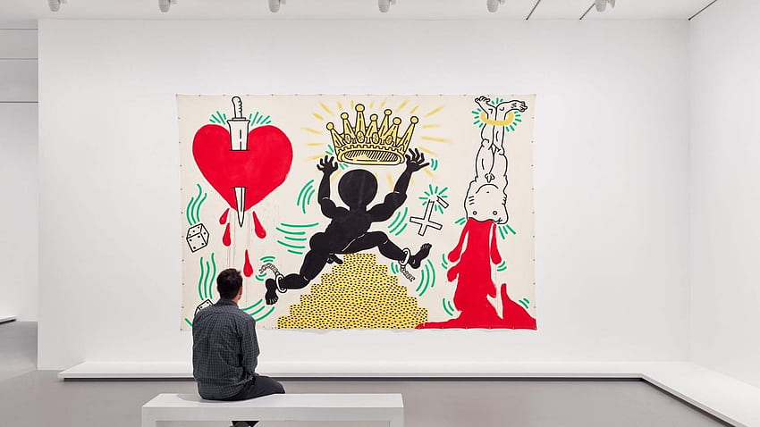 NGV의 세계 초연에서 볼 여섯 작품 Keith Haring과 Jean Michel Basquiat 전시회 콘크리트 운동장, Basquiat Crown HD 월페이퍼