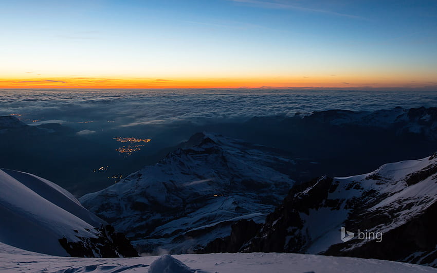 Die Berner Alpen vom Bahnhof Jungfraujoch in der Schweiz - Bing HD-Hintergrundbild