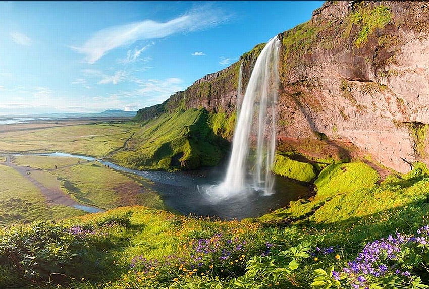 Seljalandsfoss-Waterfall-Iceland, , islandia, air terjun, seljalandsfoss, indah Wallpaper HD