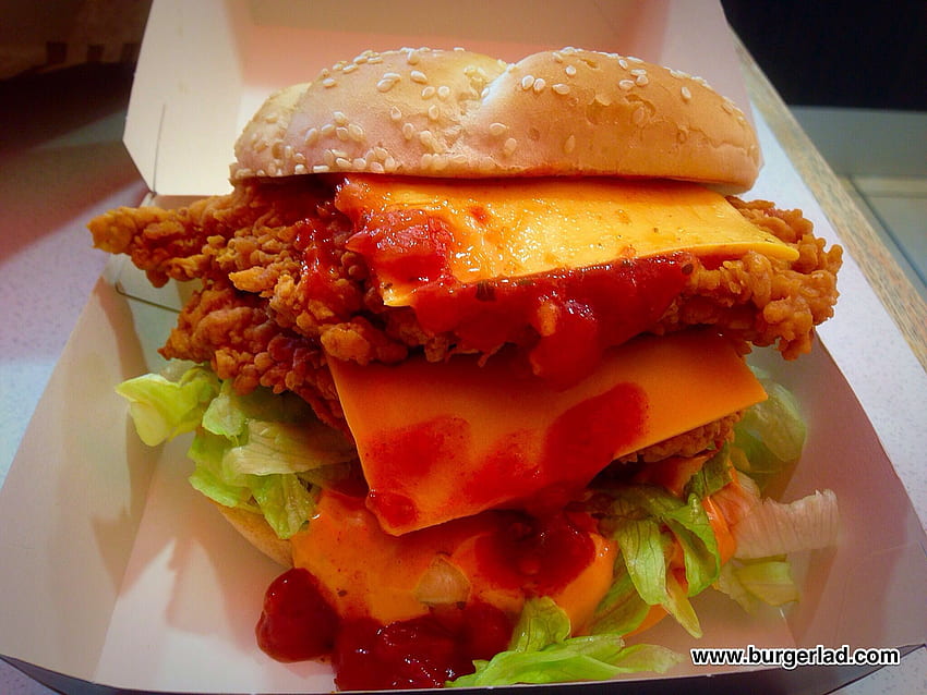 KFC Zinger Stacker - สับเมนูลับ - ราคา รีวิว & แคลอรี่ Zinger Burger วอลล์เปเปอร์ HD