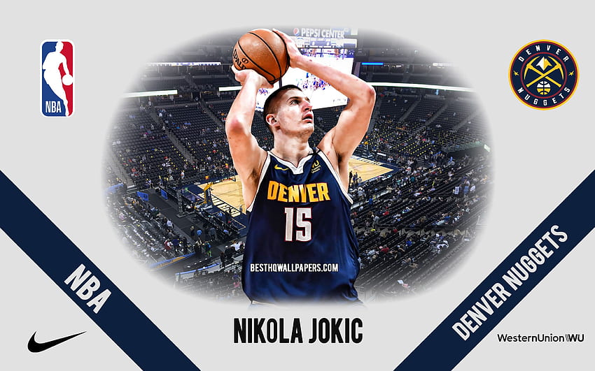 Nikola Jokic, Denver Nuggets, Pemain Bola Basket Serbia, NBA, potret, AS, bola basket, Pepsi Center, logo Denver Nuggets dengan resolusi . Kualitas tinggi Wallpaper HD