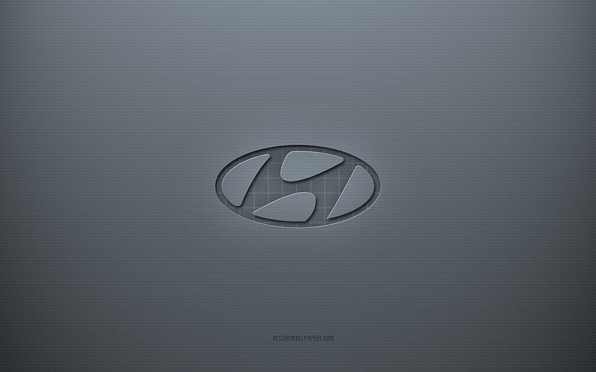Logo Hyundai, szare tło kreatywne, emblemat Hyundai, tekstura szarego papieru, Hyundai, szare tło, logo Hyundai 3d Tapeta HD