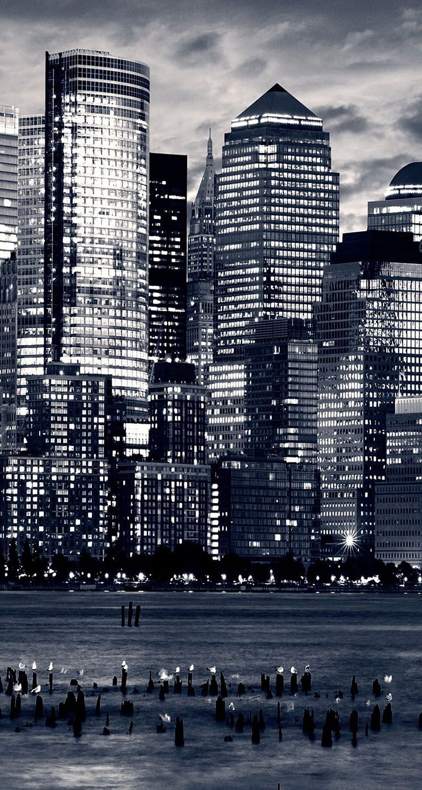 Skyline del centro di New York City Fiume Hudson - L'iPhone Sfondo del telefono HD