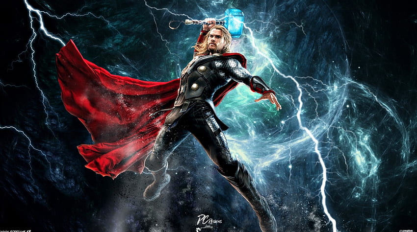 Thor, azul, dios, hombre, rojo, actor, Chris Hemsworth, maravilla fondo de pantalla