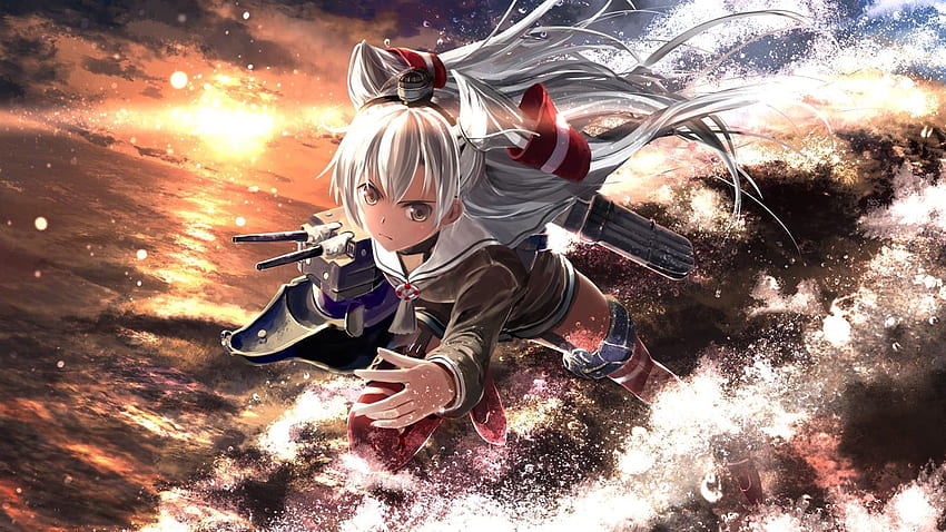 Gray haired female anime character , Kantai Collection, KanColle HD wallpaper