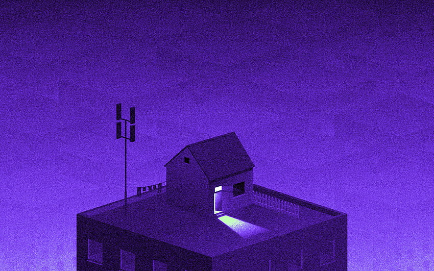 Illust Purple City Home Dot Art, Skyline violette Fond d'écran HD
