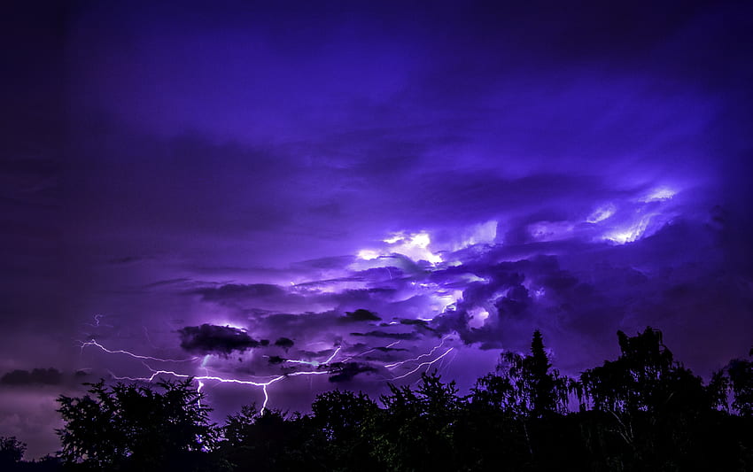 Thunderstorm, lightnings, sky, dark HD wallpaper