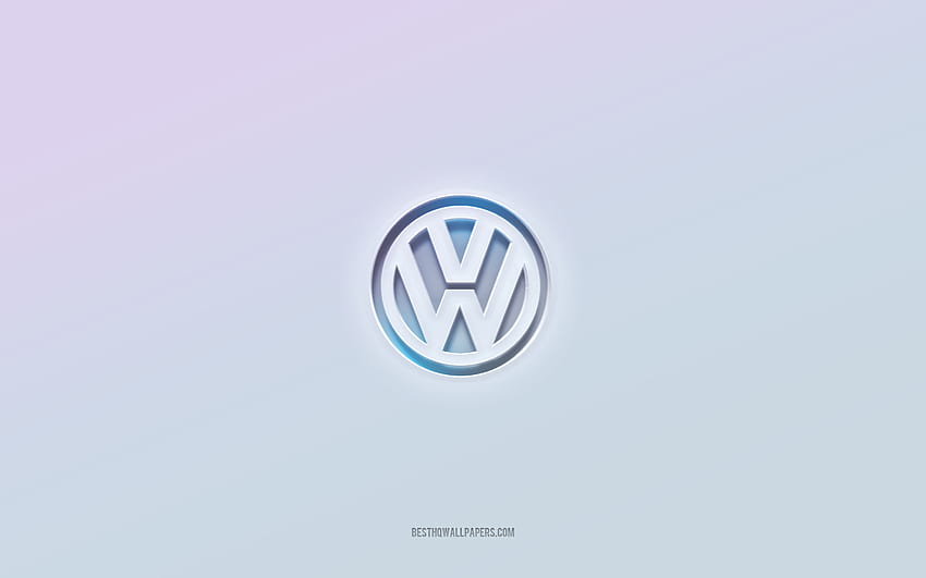  Logotipo de Volkswagen, texto 3d recortado, fondo blanco, logotipo de Volkswagen 3d, emblema de Volkswagen, Volkswagen, logotipo en relieve, emblema de Volkswagen 3d, Fondo de pantalla HD