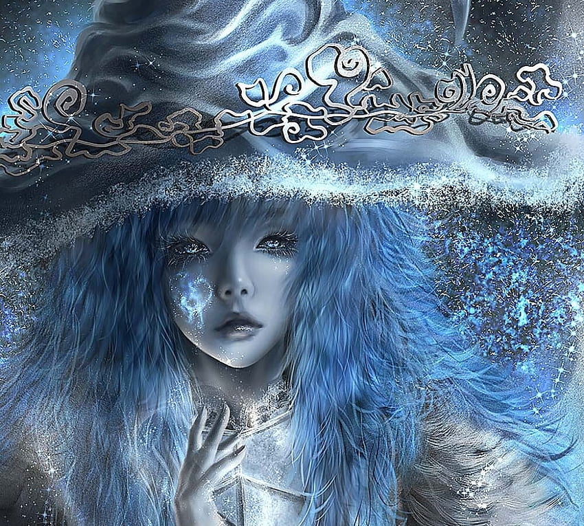 Ranni, iart, blue, fantasy, face, girl, hat, witch, art HD wallpaper