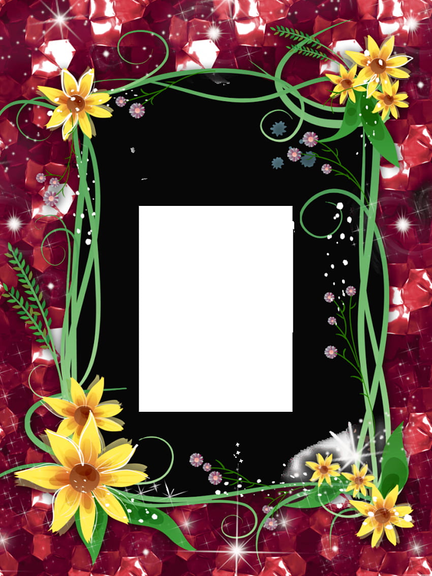 Transparent PNG Red Frame With Yellow Flowers High Quality And Transparent PNG Clipart HD phone wallpaper