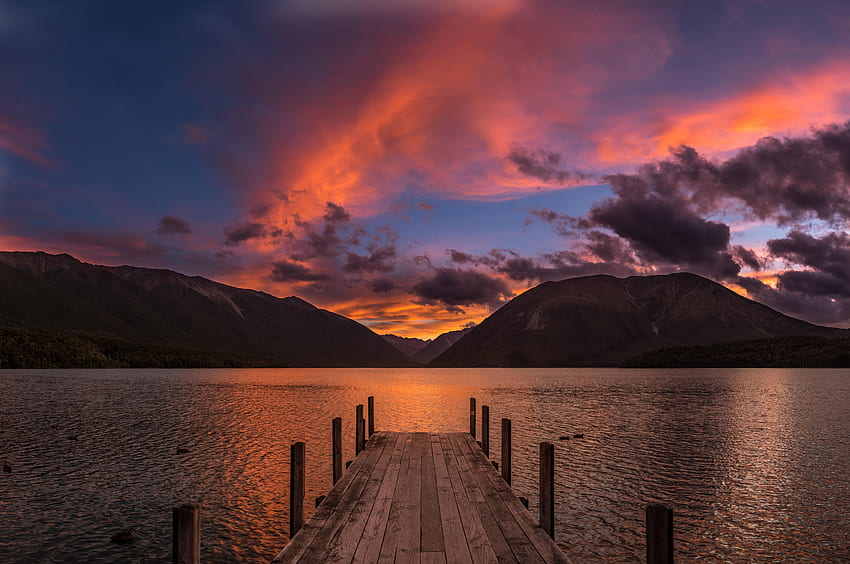 Magical sunset at Lake Rotoiti, New Zealand () : HD wallpaper