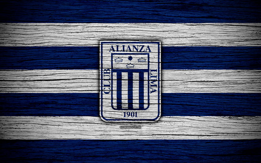 Alianza Lima FC, , Primera Division péruvienne, football, football, Pérou, Alianza Lima, club de football, texture bois, FC Alianza Lima pour avec résolution . Haute qualité Fond d'écran HD