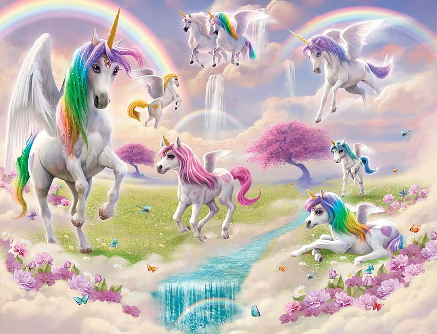 Walltastic Magical Unicorn Mural for Çocuk Yatak Odası - 46245 online satışta HD duvar kağıdı