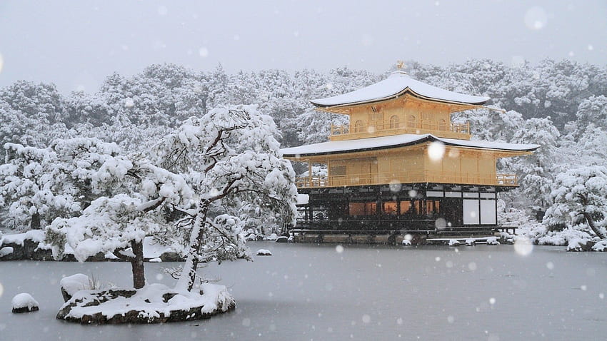 Japan, Kinkaku Ji, Kyoto, Snow, Winter & Background HD wallpaper