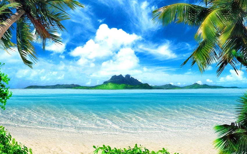 Beautiful Beach Islands grafia, Anime Island papel de parede HD
