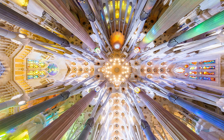 Spain, Barcelona, Sagrada Familia, from bottom view HD wallpaper | Pxfuel
